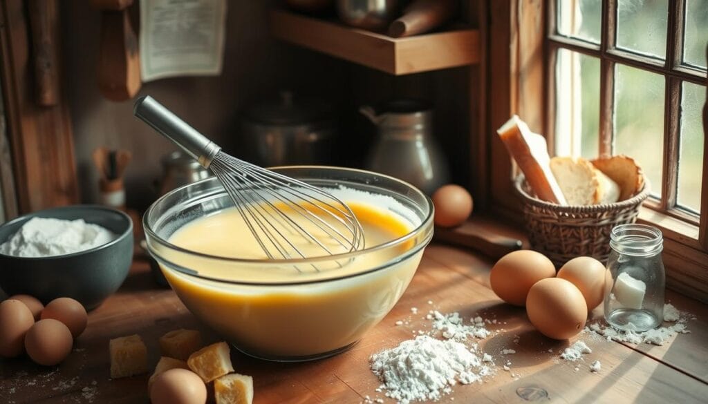 Bread Pudding Custard Preparation