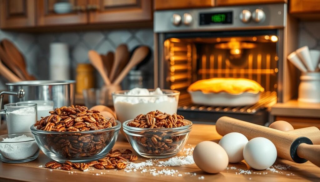 Pecan Pie Cake Baking Process