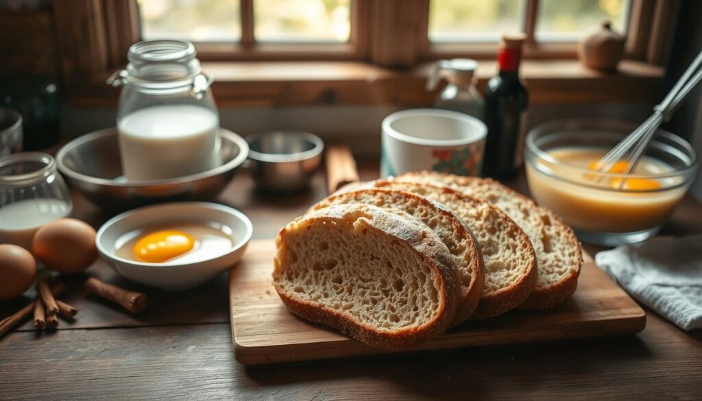 Sourdough bread preparation for french toast