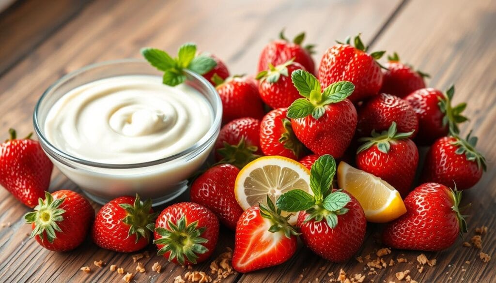 fresh ingredients for cheesecake deviled strawberries