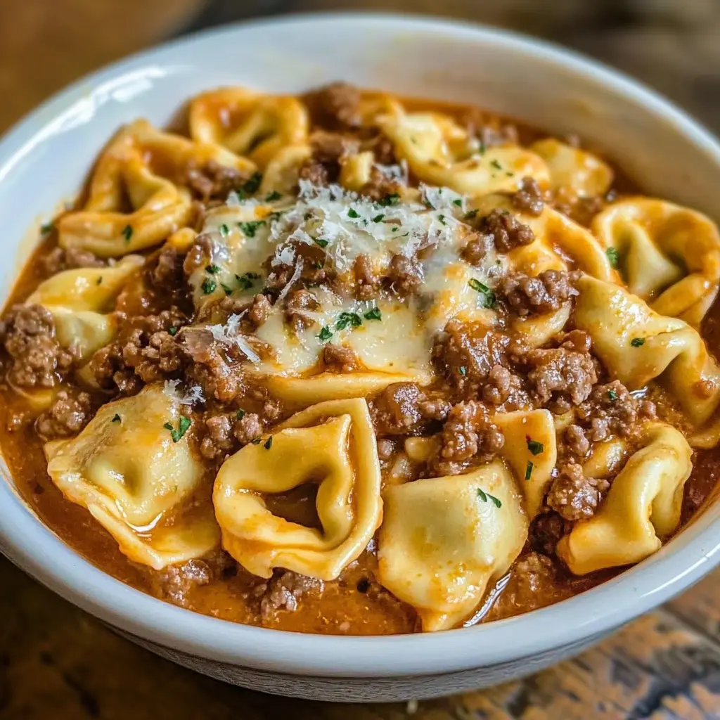 Cheesesteak Tortellini in Rich Provolone Sauce