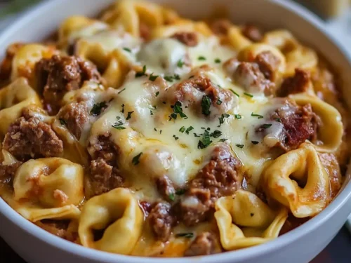 Cheesesteak Tortellini in Rich Provolone Sauce
