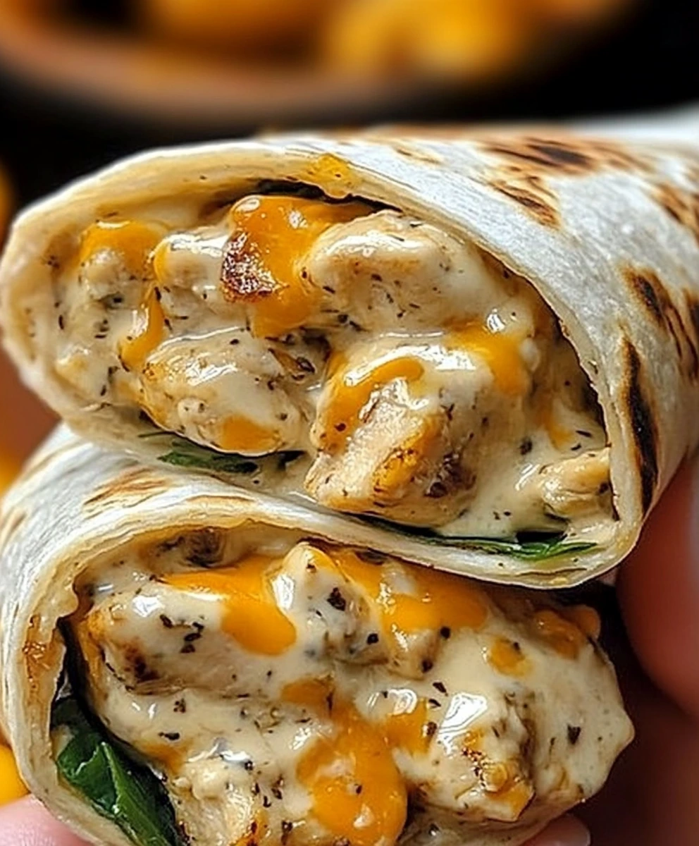 Cheesy Garlic Chicken Wraps