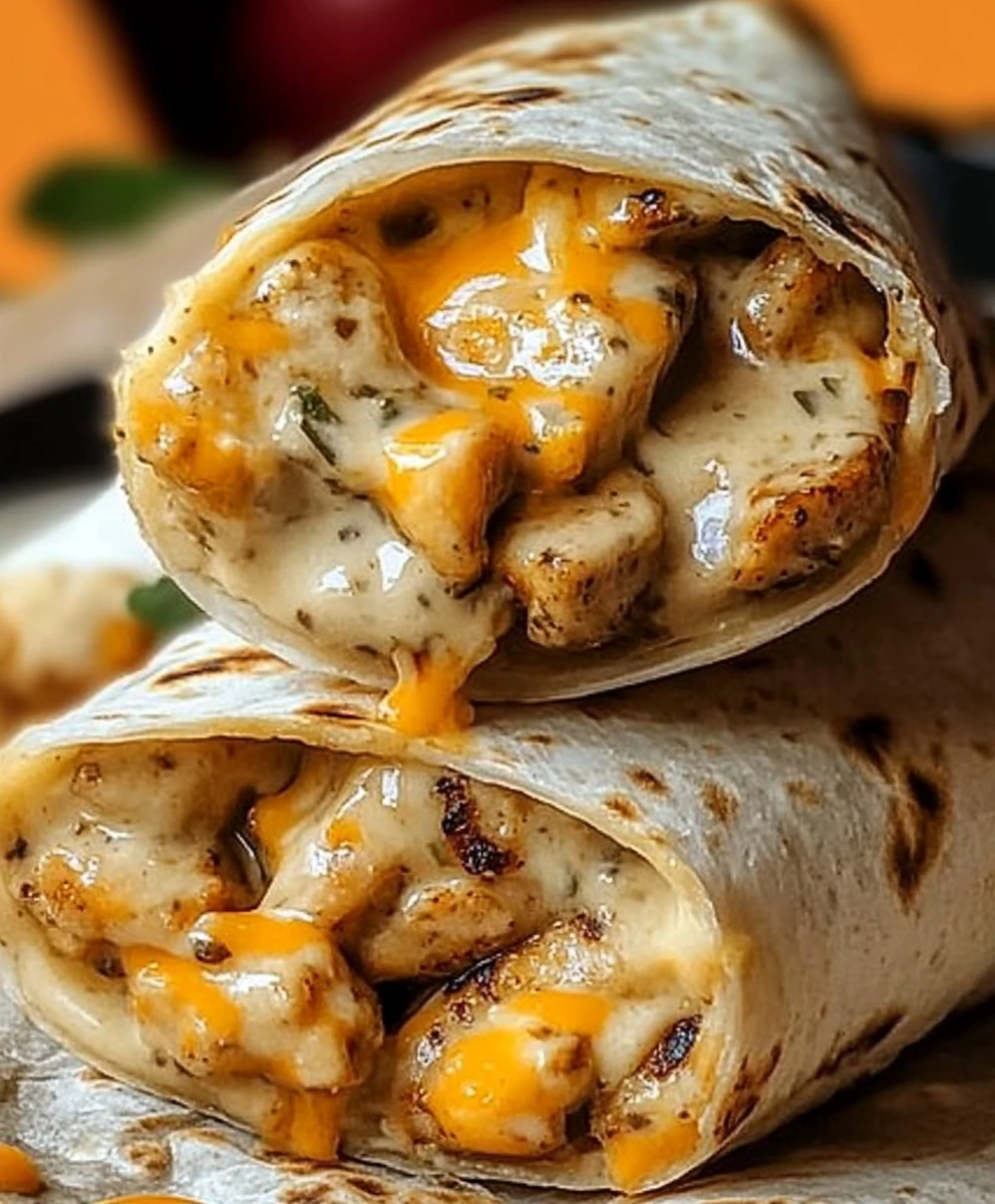 Cheesy Garlic Chicken Wraps