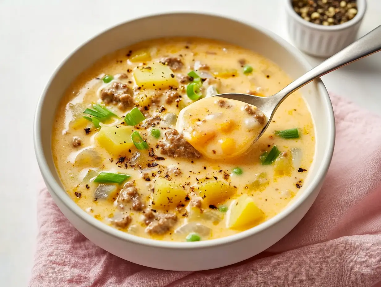 Cheesy Hamburger Potato Soup