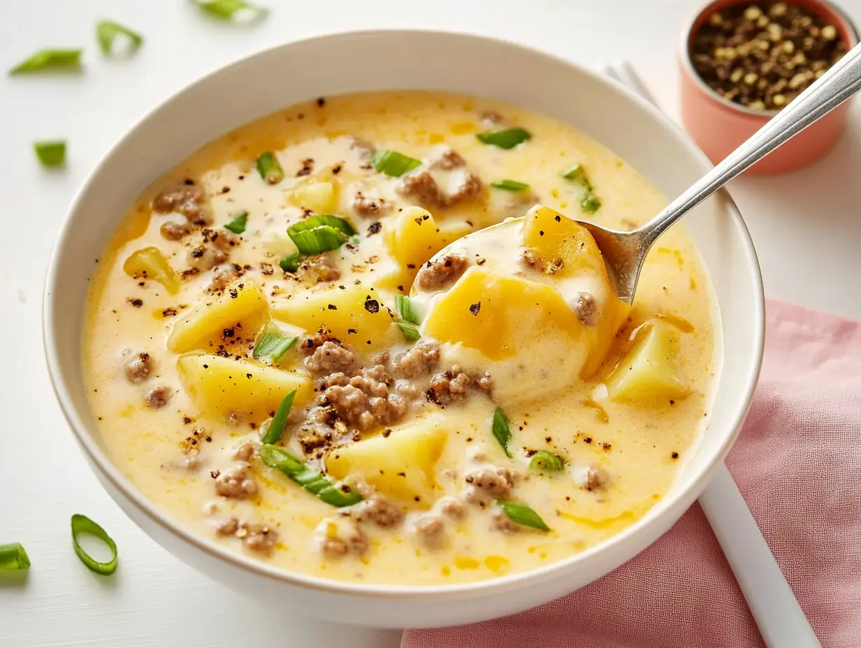 Cheesy Hamburger Potato Soup