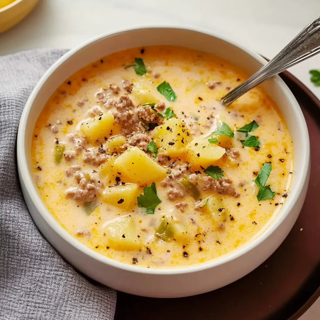 Cheesy Hamburger Potato Soup