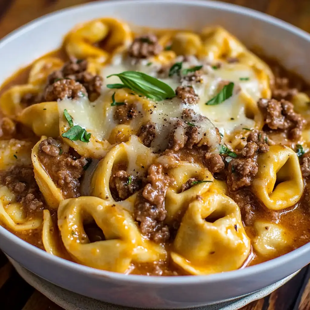 Cheesesteak Tortellini in Rich Provolone Sauce
