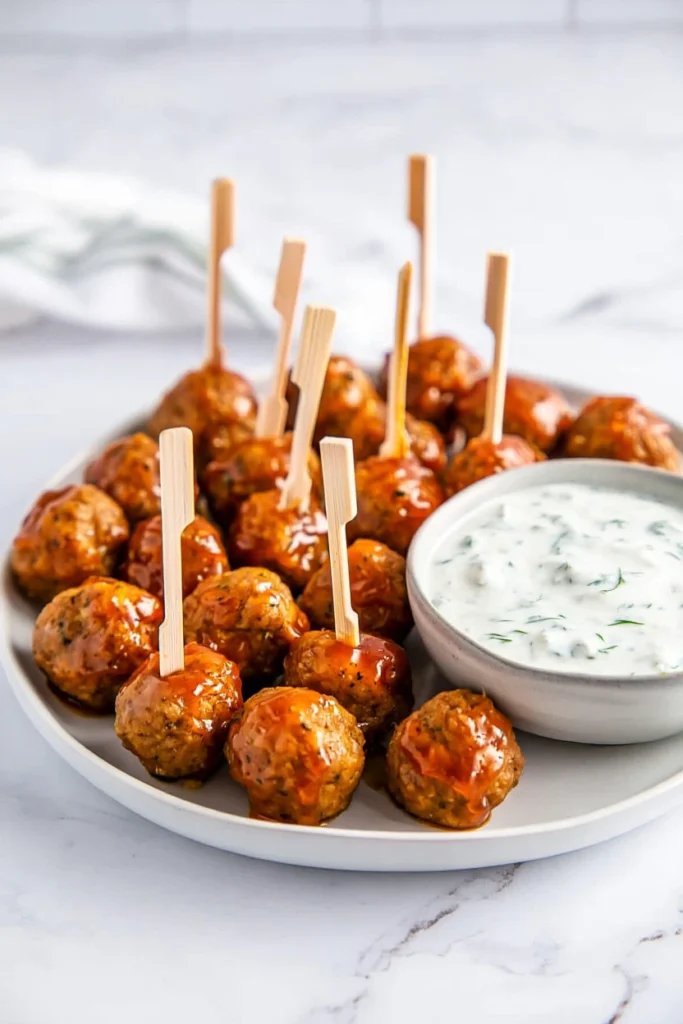 Turkey Meatballs with Greek Yogurt Ranch Dressing