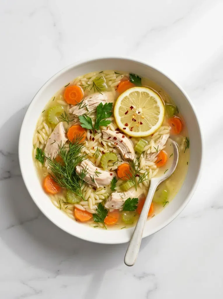 Lemon Chicken Orzo Soup