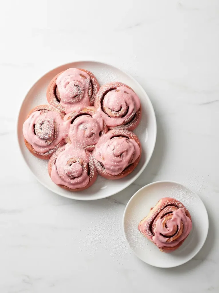 pink velvet cinnamon rolls