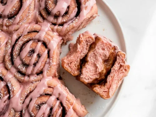 pink velvet cinnamon rolls
