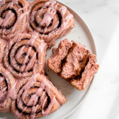 pink velvet cinnamon rolls