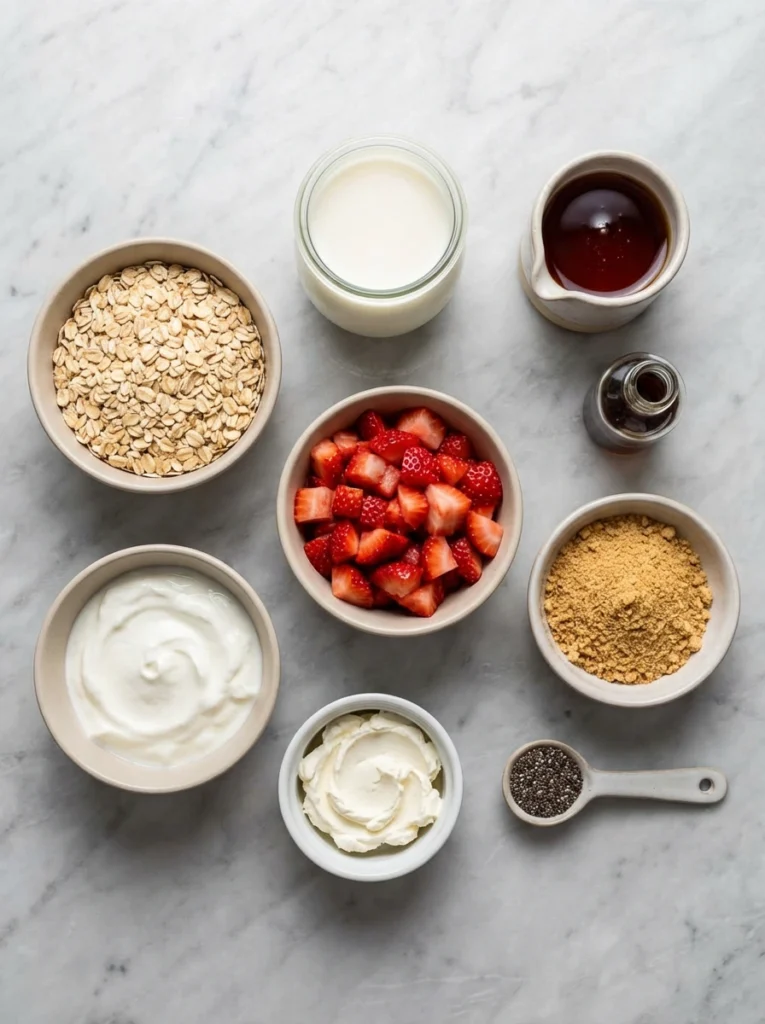 strawberry cheesecake overnight oats Ingredients 