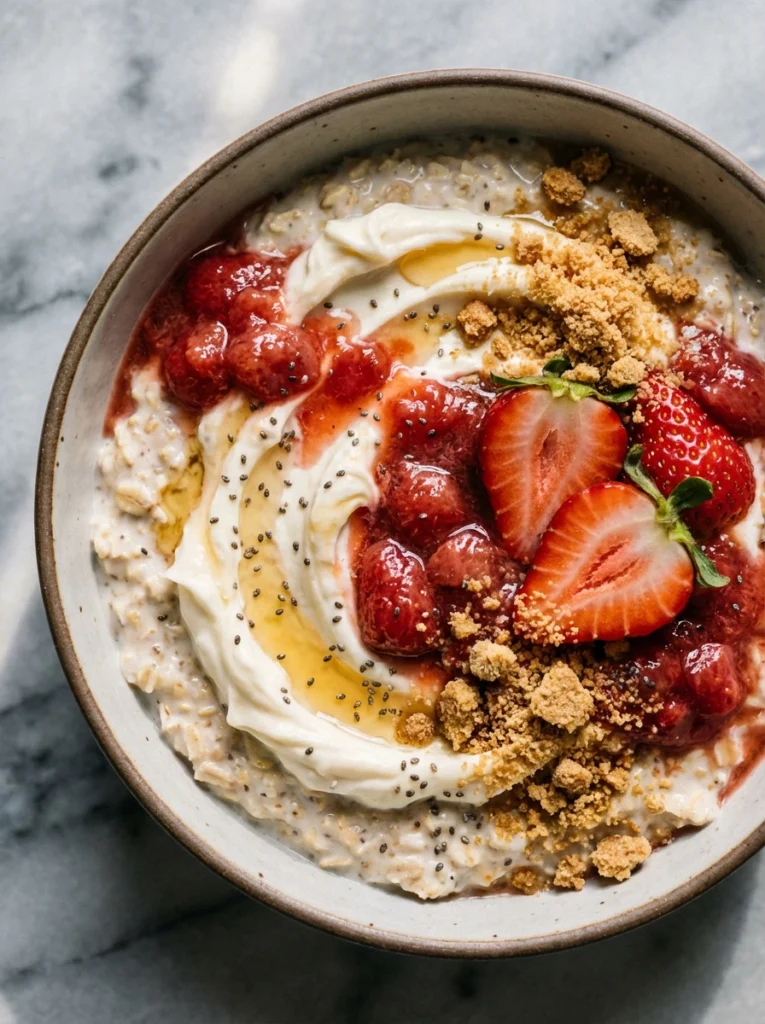strawberry cheesecake overnight oats