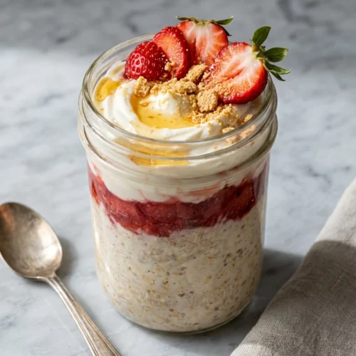 strawberry cheesecake overnight oats 6 trawberry Cheesecake Overnight Oats