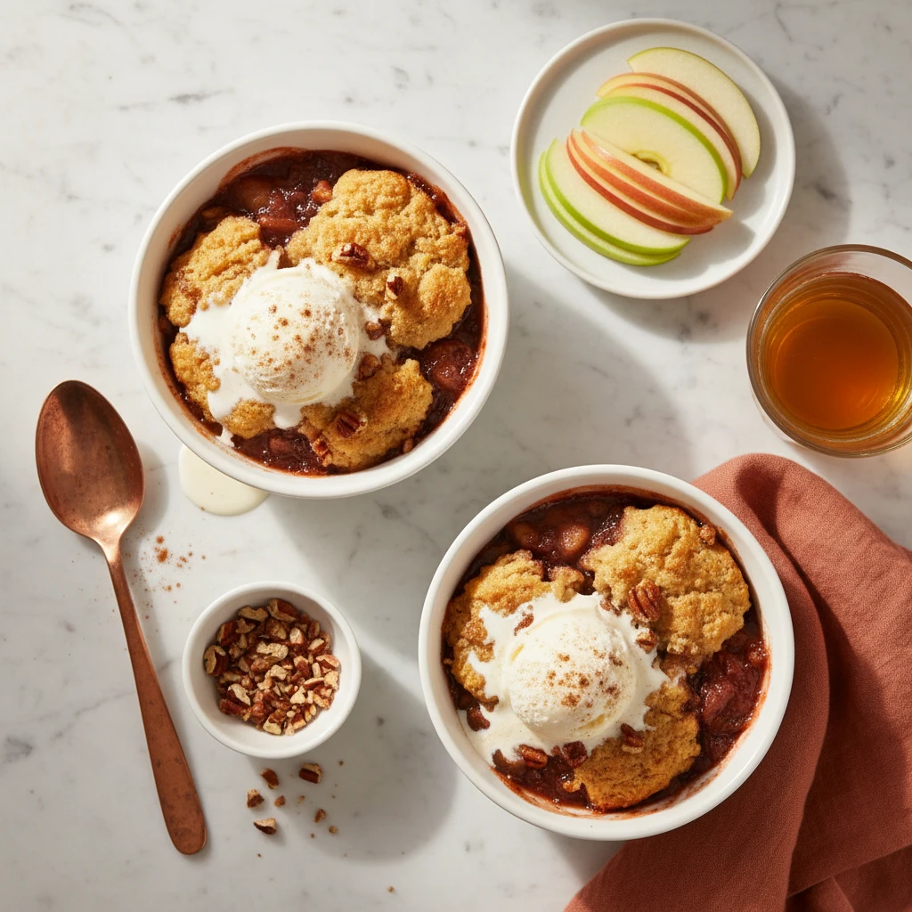 Apple Pecan Cobbler serving suggestion