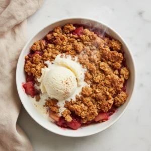 apple rhubarb crisp recipe featured