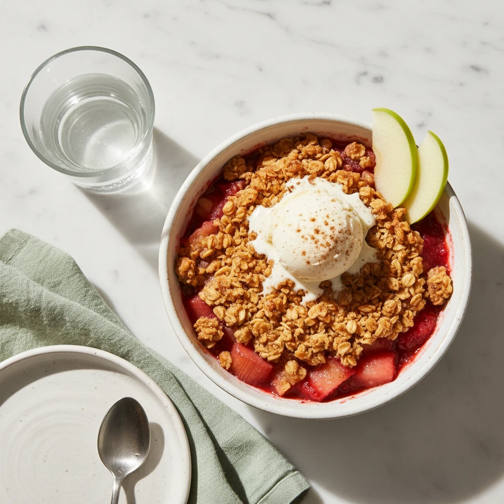 Apple Rhubarb Crisp serving suggestion