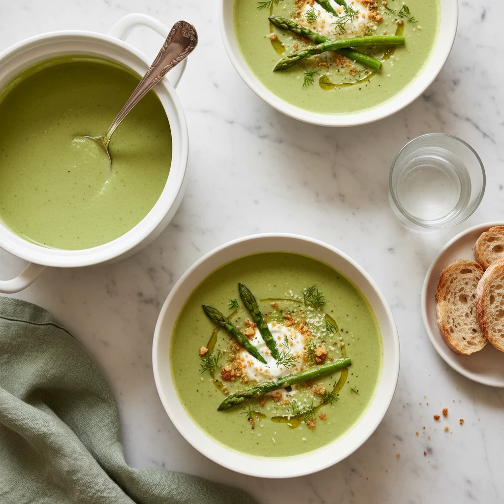 Asparagus Soup serving suggestion