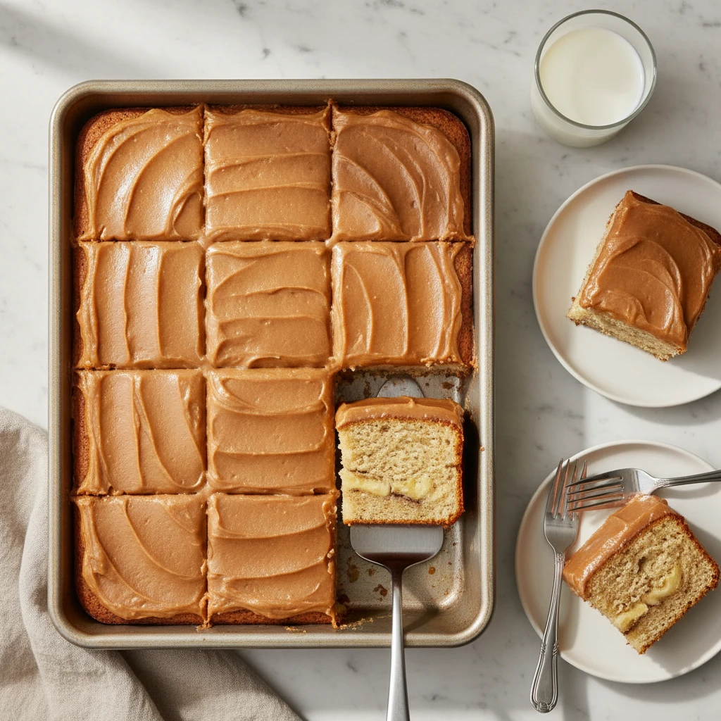 Banana Sheet Cake serving suggestion