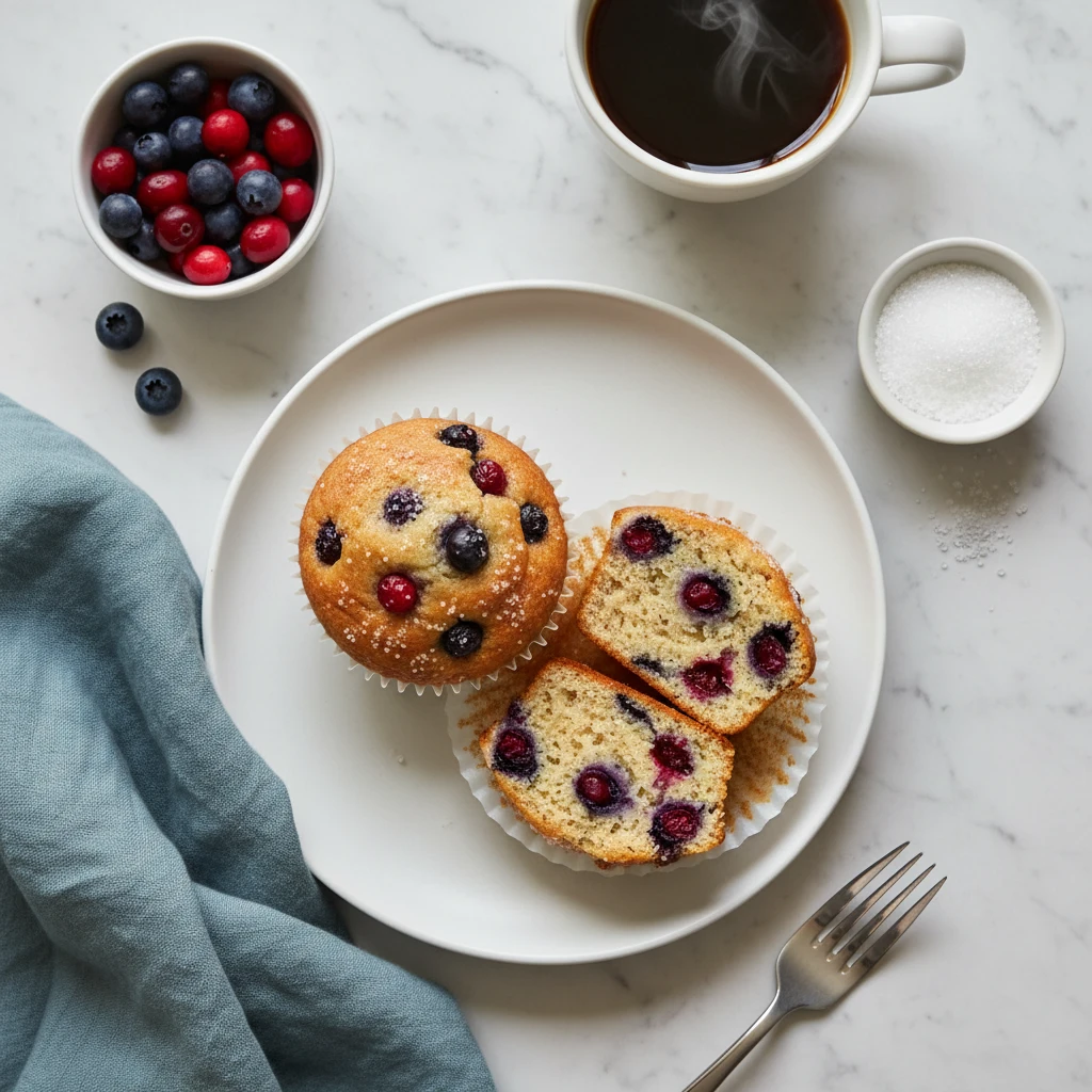 Blueberry Cranberry Muffins serving suggestion