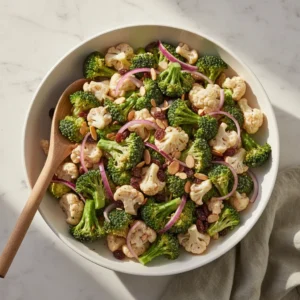 broccoli cauliflower salad recipe featured