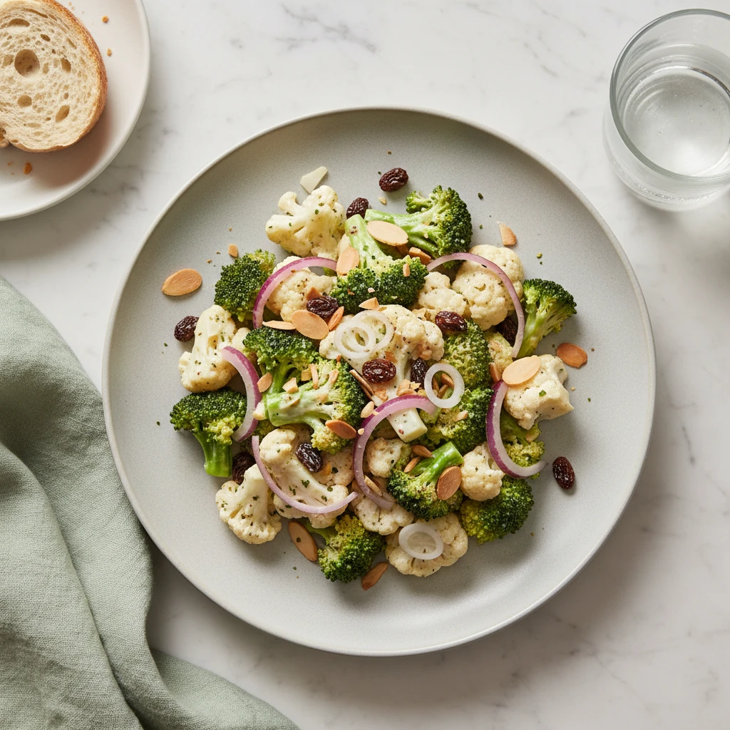 Broccoli and Cauliflower Salad serving suggestion