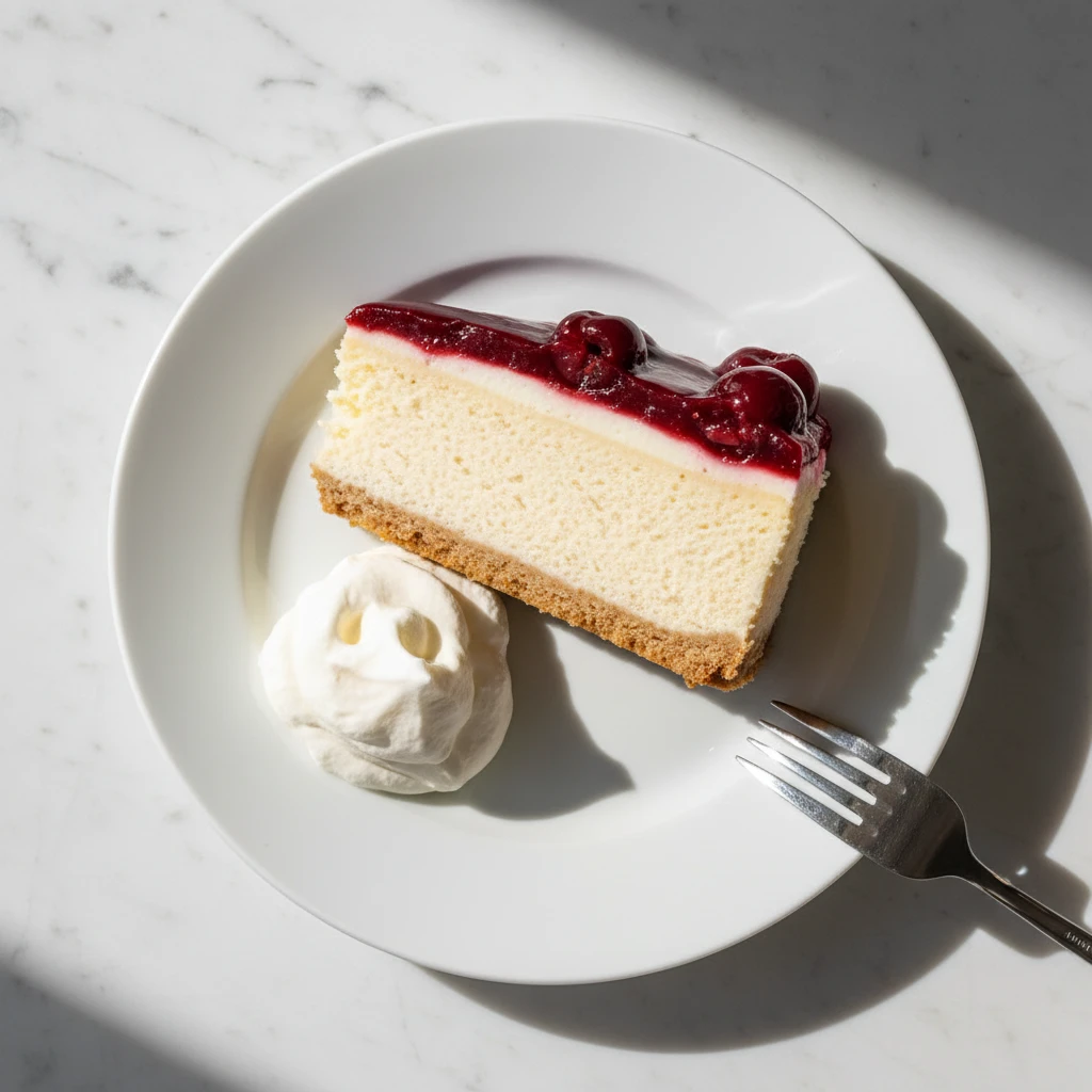 cherry glazed cheesecake recipe featured