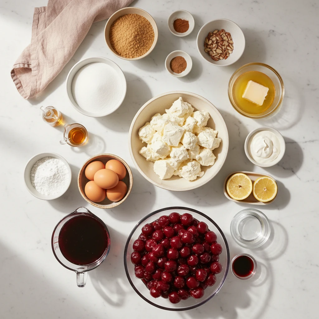 Cherry Glazed Cheesecake ingredients