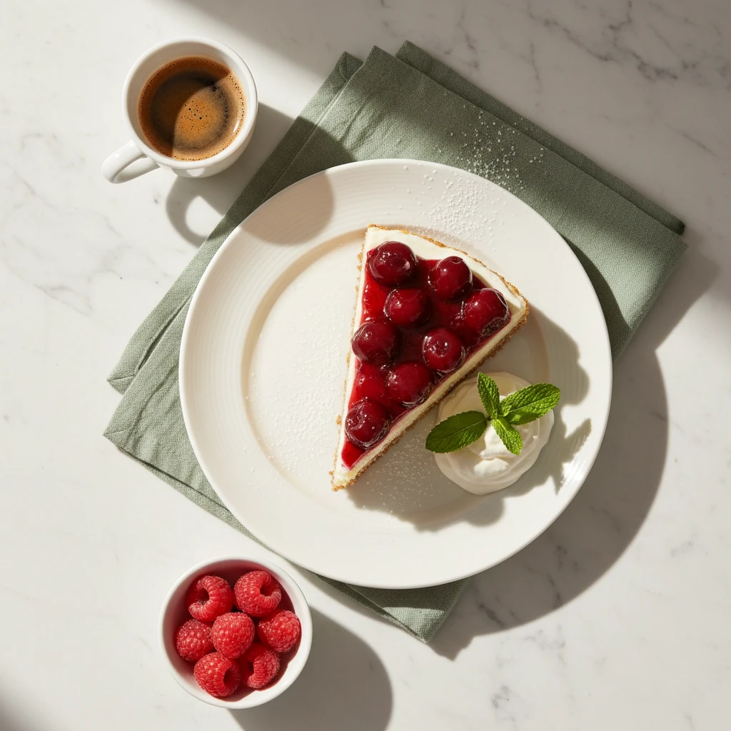 Cherry Glazed Cheesecake serving suggestion