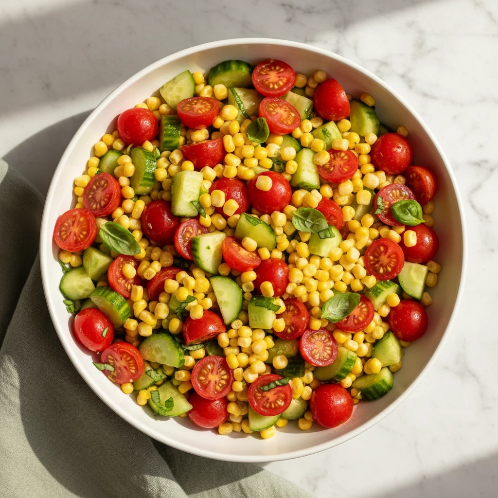 cherry tomato corn salad featured
