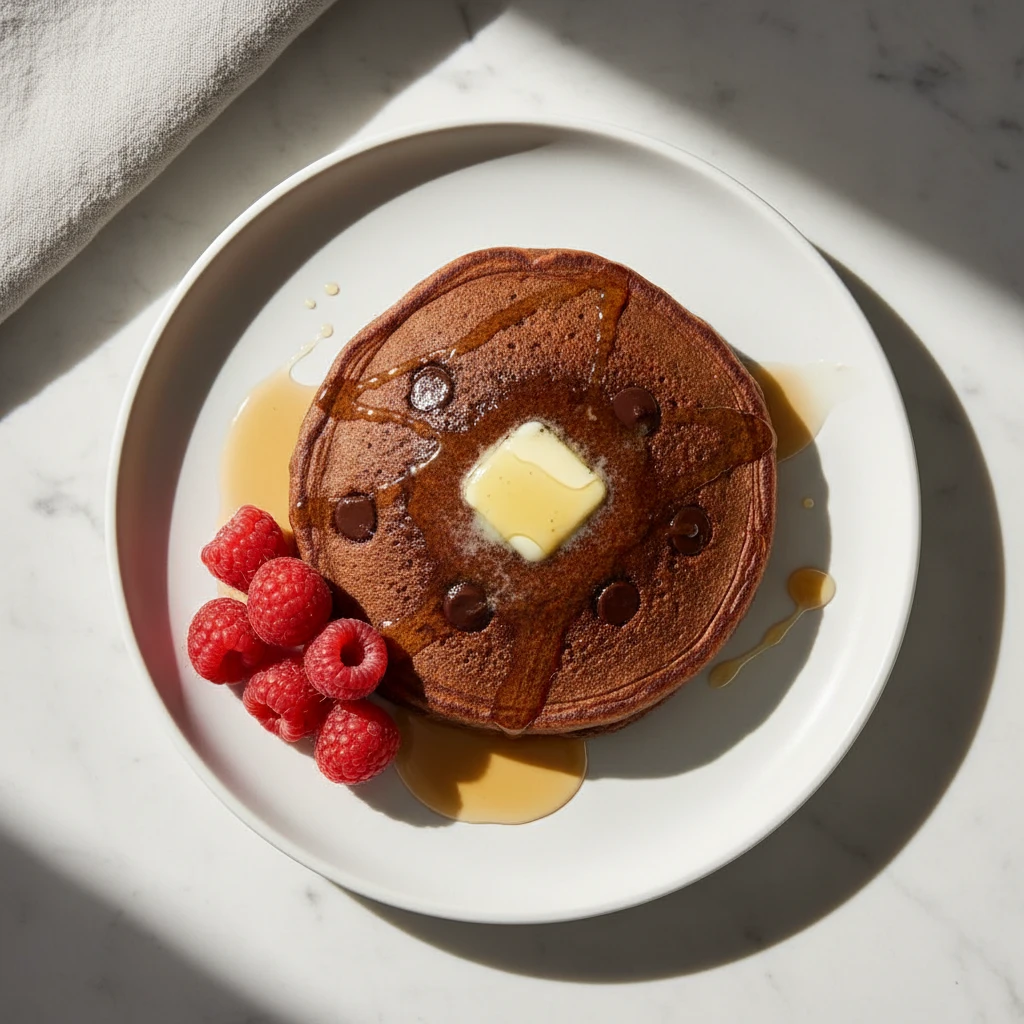 chocolate buckwheat pancakes recipe featured