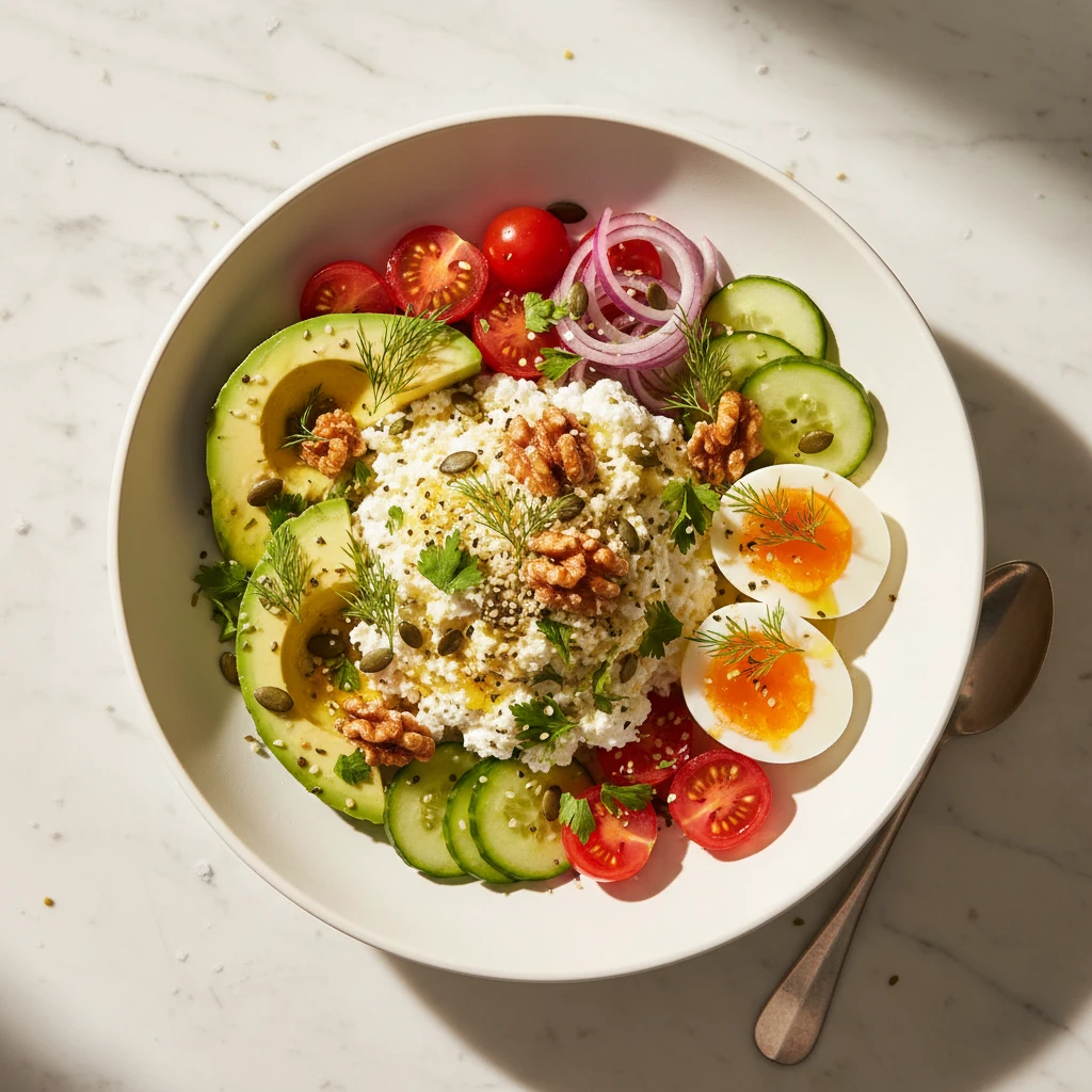 cottage cheese avocado bowl recipe featured