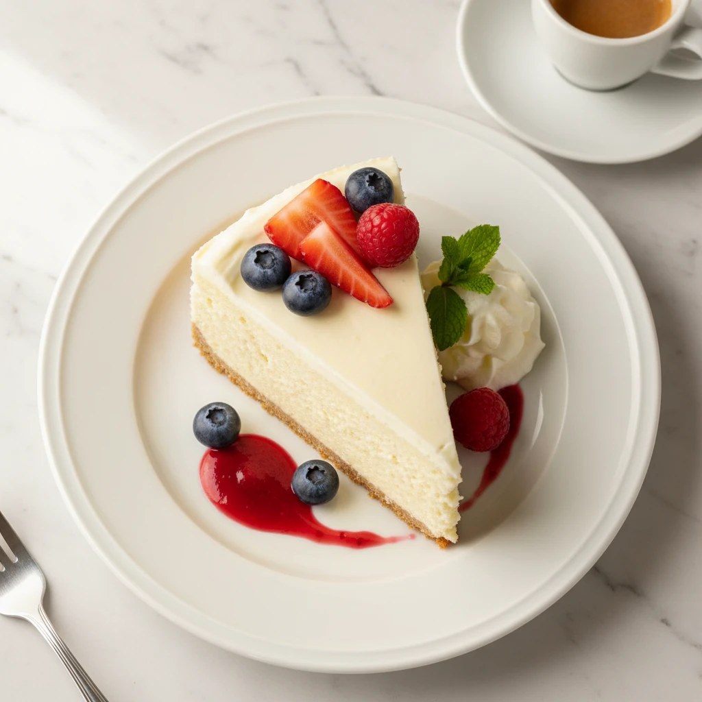 Cottage Cheese Cheesecake serving suggestion
