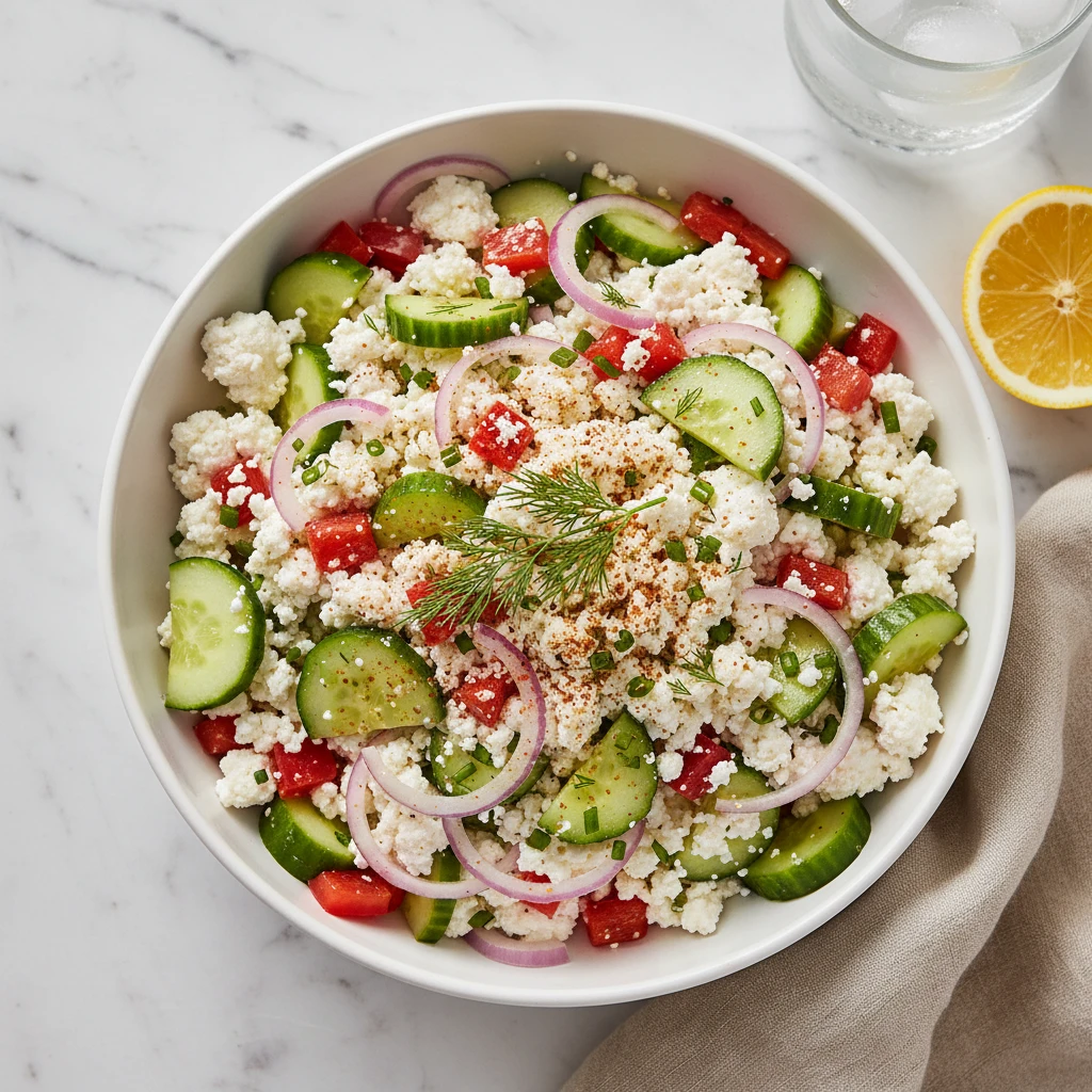 Cottage Cheese Cucumber Salad serving suggestion