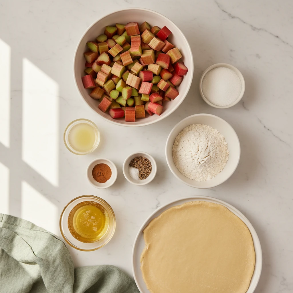 Deep Dish Rhubarb Pie ingredients