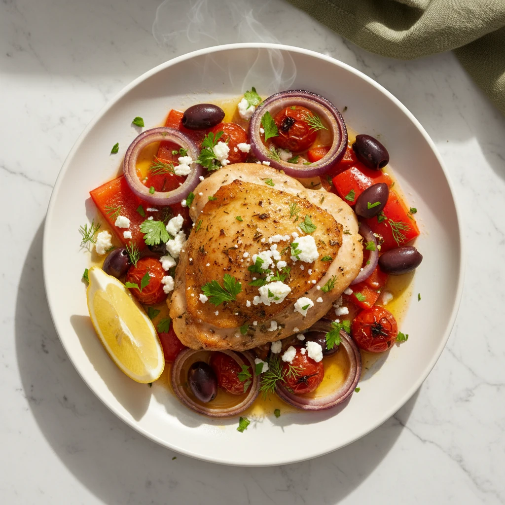greek chicken thighs recipe featured