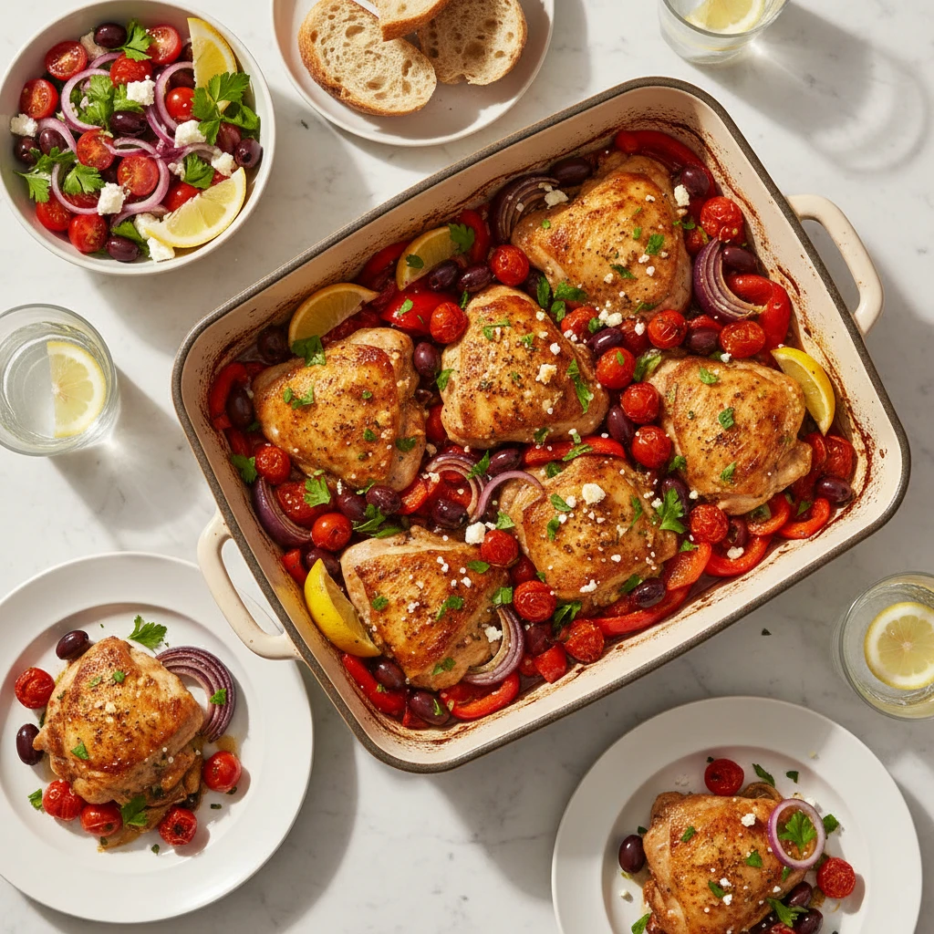 Greek Chicken Thighs serving suggestion