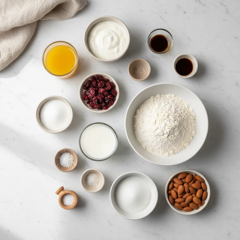 Healthy Cranberry Muffins ingredients