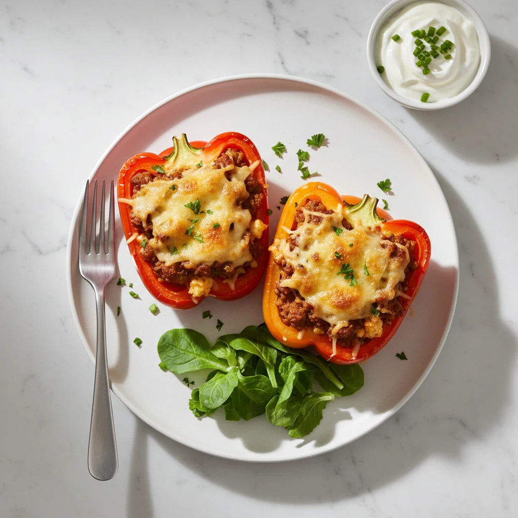 Keto Stuffed Peppers serving suggestion