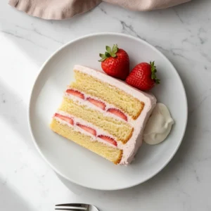 layered strawberry cake recipe featured