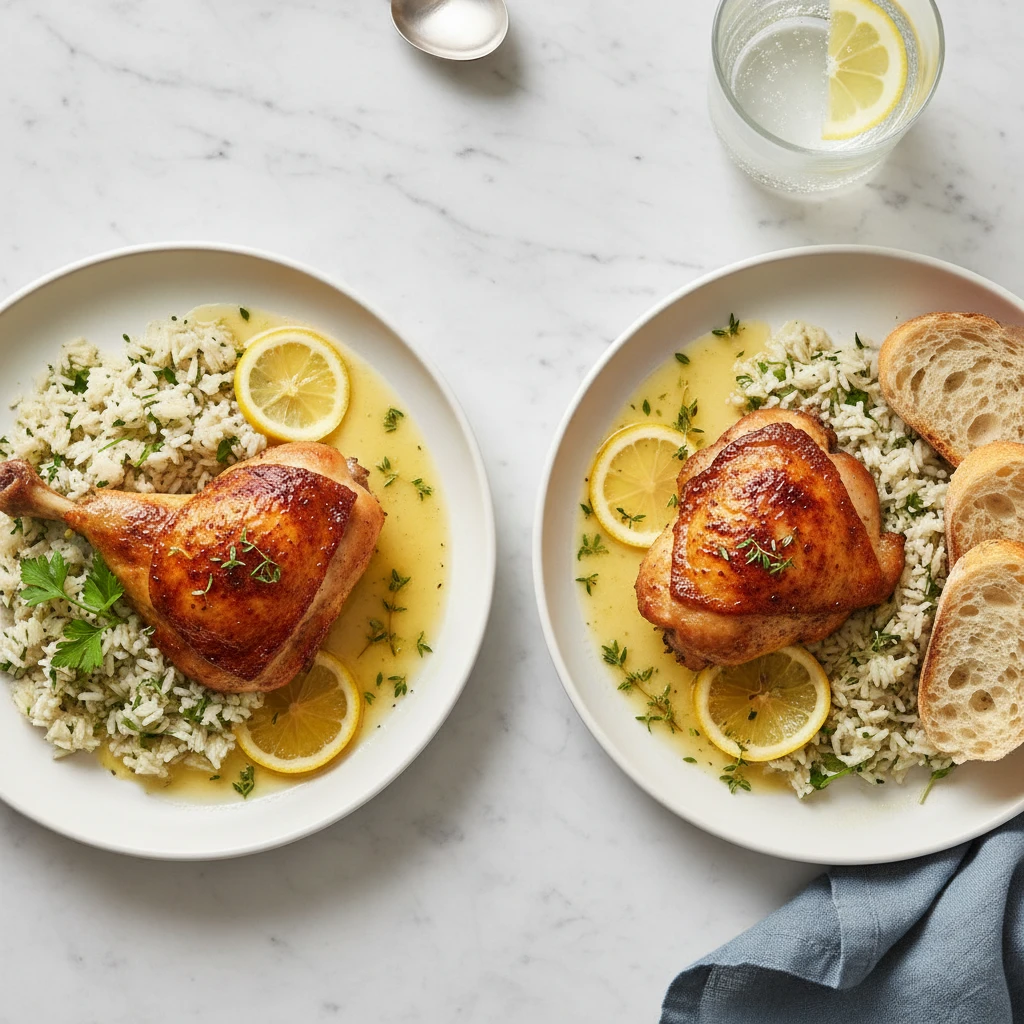 Lemon Chicken Thighs serving suggestion