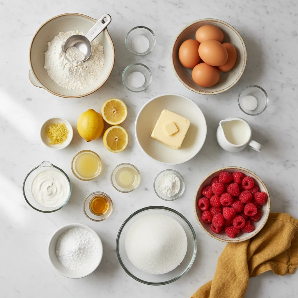 Lemon-Raspberry Pound Cake ingredients