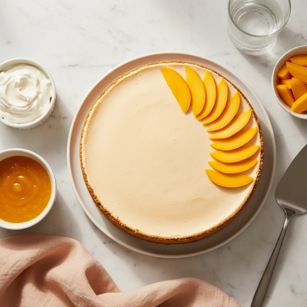 Mango Cheesecake serving suggestion