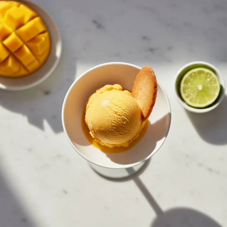 Homemade Mango Sorbet Recipe | Easy & Smooth 1 mango sorbet recipe featured