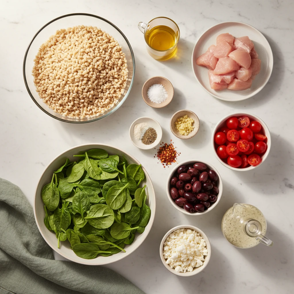 Mediterranean Barley Salad ingredients
