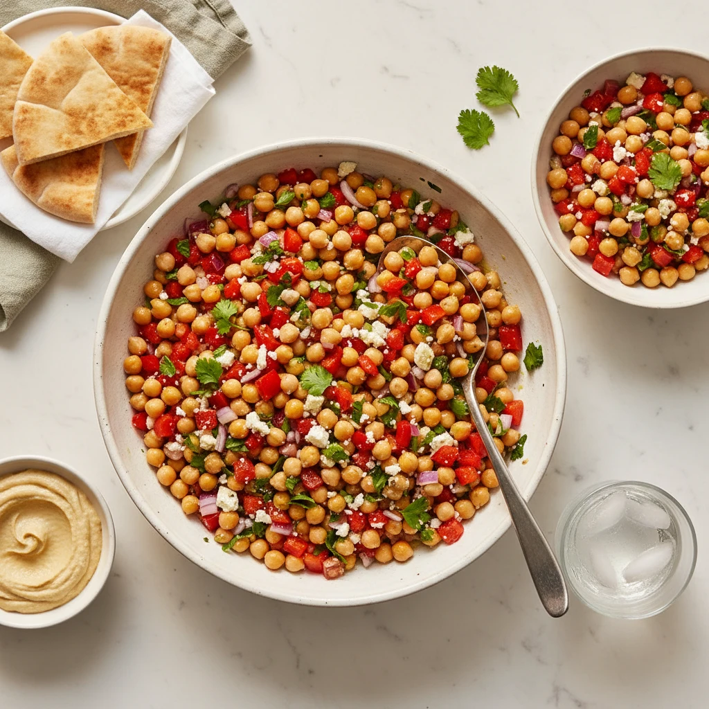 Mediterranean Chickpea Salad serving suggestion