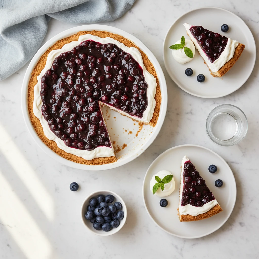 Blueberry Cream Pie (No Bake) serving suggestion
