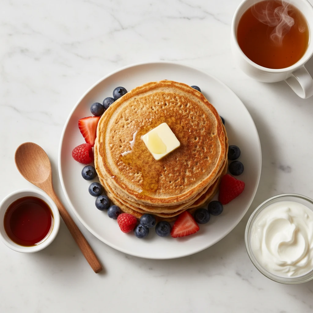 Oatmeal Cottage Cheese Pancakes serving suggestion
